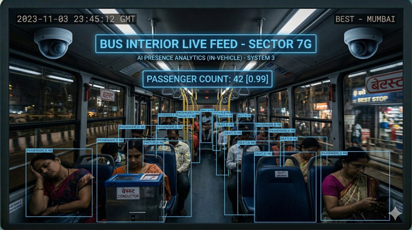 AI in-vehicle surveillance with passenger counting — BEST Mumbai bus