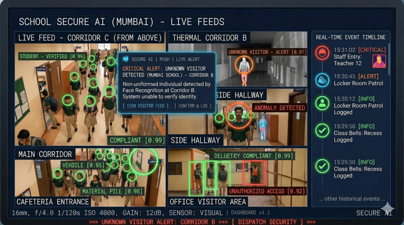 School corridor AI safety monitoring